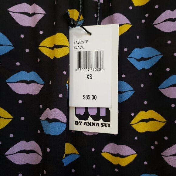 Anna Sui Novelty Lip Print Peplum High Low Blouse Size XS - Picture 10 of 12